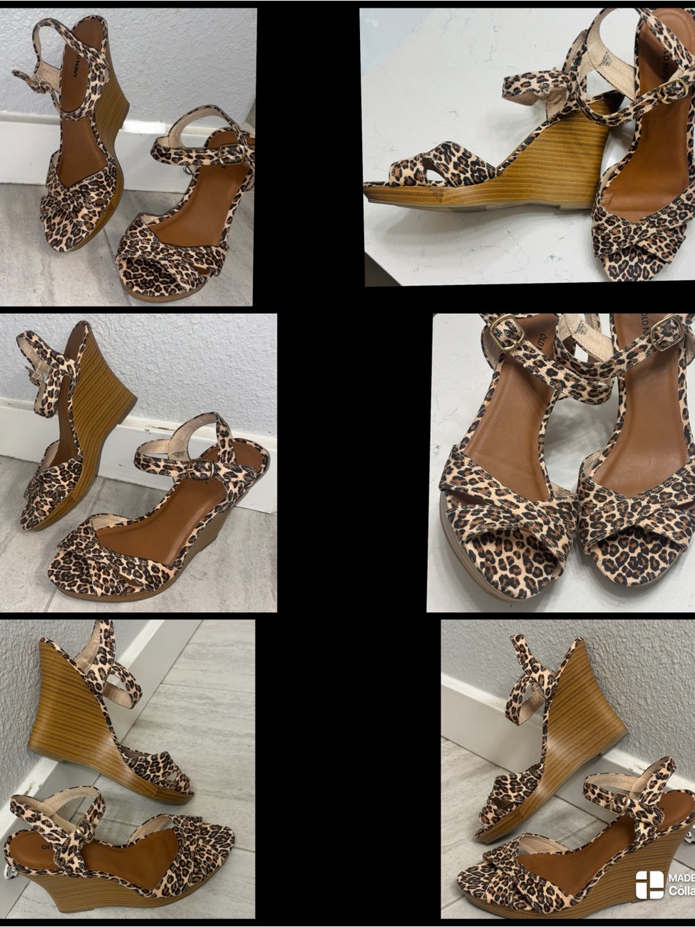 Old Navy Leopard Print Wedge Sandals - Tan/Black | Size: 9M | NWOT * - Picture 6 of 15